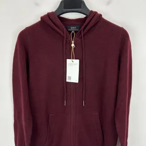 Quince Mongolian Cashmere Full Zip Hoodie Sweater Rich Burgundy Womens XS NWT thumbnail 7