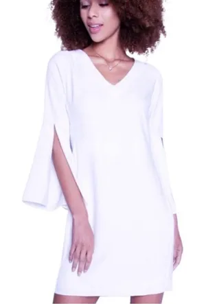 Amanda Uprichard Lilac Bolton Split‎ Bell Sleeve V-Neck Mini Shift Dress Medium thumbnail 1