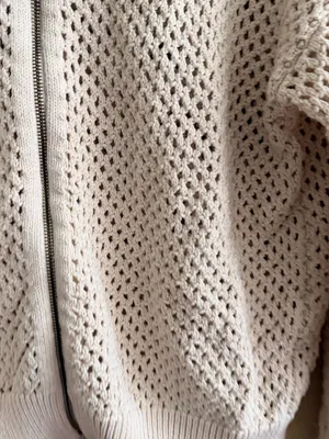 Sanctuary Cream Open-Weave Zip Front Cardigan thumbnail 2