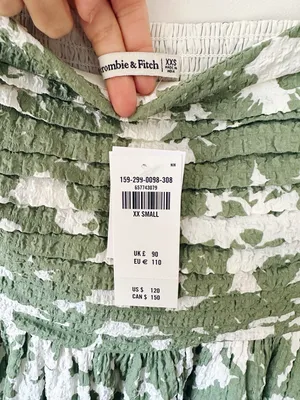 Abercrombie & Fitch Green Puff Sleeve Floral Midi Dress thumbnail 7
