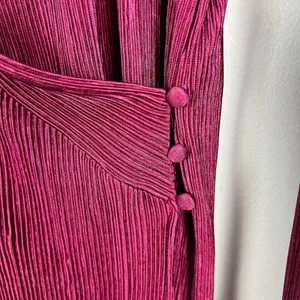 YAS Wrap Dress Womens Medium‎ Wine Maxi Long Sleeve Ribbed V-Neck Slinky Stretch thumbnail 7