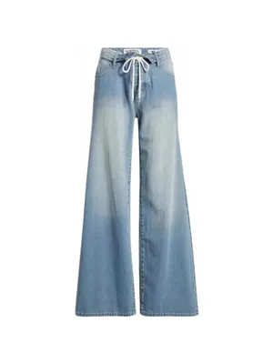 PTCL Foldover High-Waisted Wide Leg Jeans Light Wash Indigo NWT Size 25 thumbnail 4