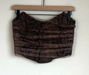 Zara Snake Print Mesh Crop Corset Top thumbnail 1