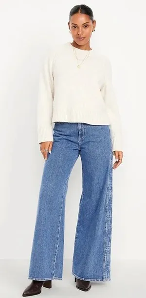 Old Navy Extra High Rise Wide Leg Denim Secret Pockets Jeans Size 12 thumbnail 1