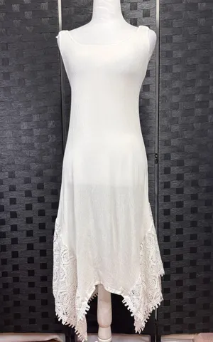 Sleeveless Beach Dress Crocheted Lace Straps Sz S Asymmetric Grad Ethereal Bride thumbnail 1