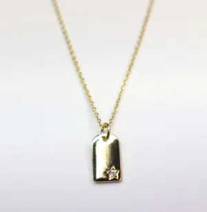 14k gold plated 925 sterling silver zirconia tag pendant necklace thumbnail 1