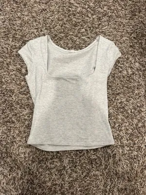Light grey garage crop top lounge top thumbnail 2