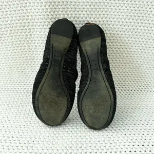 Tory Burch Black Gold Tweed Fabric Caroline Classic Reva Ballet Flats Shoes 6.5 thumbnail 10
