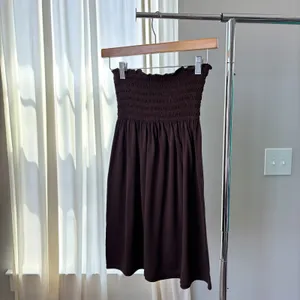 Vintage Swim n Sport Dress Medium Brown Strapless Smocked Y2K Resort Beach Cover thumbnail 10