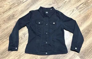 Vintage y2k Lee Women's Black denim Jacket size‎ large western thumbnail 1