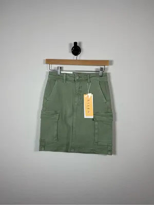 Risen Cargo Mini Skirt Olive Stretch Utility Pockets Size S Green thumbnail 2