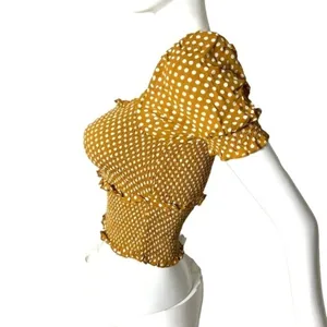 River‎ Island shirred polka dot square neck crop top 8 milkmaid cottage thumbnail 2