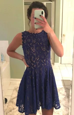 Jodi Kristopher Blue Dress thumbnail 1