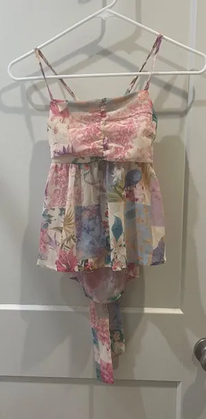 spaghetti strap tie cider floral top thumbnail 1