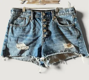 867 | 7 For All‎ Mankind High Rise Distressed Denim Cutoff Shorts Blue Womens 27 thumbnail 1