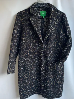 Dip wool blend dress coat leopard animal print fall winter midi length over coat thumbnail 1