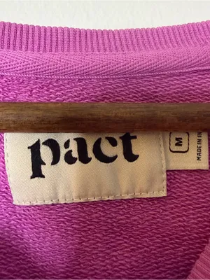 Pact Medium Cropped Crewneck Sweatshirt in Bright Orchid Pink thumbnail 3
