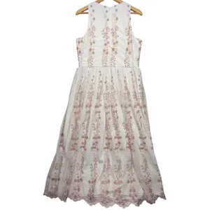 BHLDN‎ Embroidered Parsons Tulle Maxi Dress Formal Gown White Pink US 14 thumbnail 9