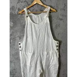 L*Space White Overalls Relaxed Coastal Grandmother Beachy Minimalist Jumpsuit MD thumbnail 3