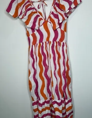 Flying Tomato Midi Dress Small Tiered Maxi Over The Hills Poplin Coastal Cottage thumbnail 3