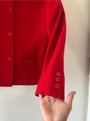 Vintage 90s Red 100% Wool Button Up Blazer Jacket 10 Preppy Quiet Luxury Office thumbnail 3