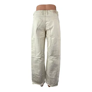 Zara Women's White Mid Rise Carrot Barrel Wide Leg Cargo Denim Jeans Pants Sz 4 thumbnail 4