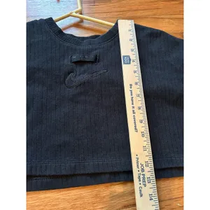 Nike Long Sleeve Black Ribbed Cotton Crop Top Size Large Athleisure Sporty Gym thumbnail 7