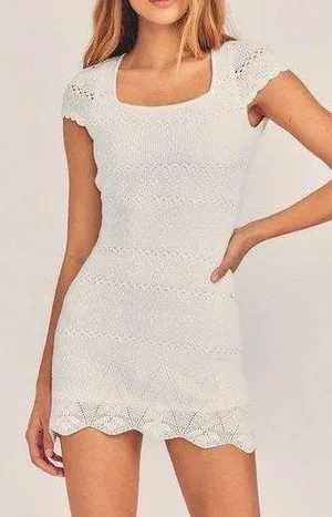 Loveshackfancy Elvirie Crocheted Mini Dress In White thumbnail 1