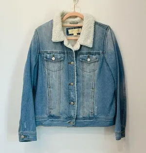 Jade and Ivory denim jean jacket with sherpa size Medium thumbnail 1