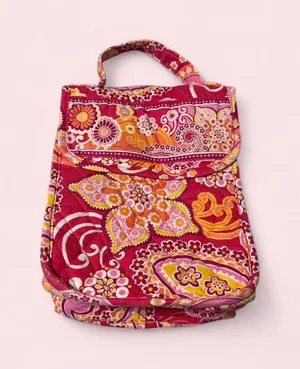 Vera Bradley Quilted Paisley Lunch Tote - Pink & Yellow thumbnail 1