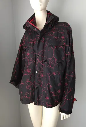Vintage Burton Y2k Ski‎ Parka Jacket Black Pink Snowboard Hooded Women's Medium thumbnail 1