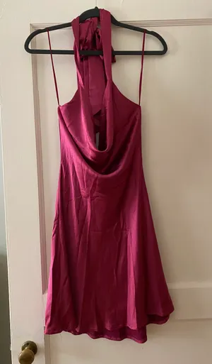 Mod On Trend Satin Halter Mini Dress thumbnail 2