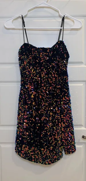 Hello Molly Multicolor Sequin Mini Dress Black Size XS US 2 thumbnail 1