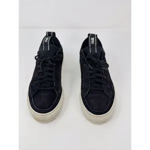 P448 Sohosocks Womens Shoes Black Suede Low Top Fashion Sneakers Italian 39 US 9 thumbnail 2