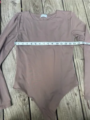 Aritzia Babaton long sleeve Light Mocha bodysuit Size L thumbnail 3