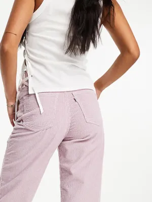 Levi's Premium Ribcage Straight Cord Ankle Jeans Pink Corduroy Pants Size 24 thumbnail 3