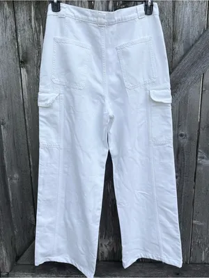Hudson Jeans Anthropologie High Rise Wide Leg Cargo Pants White Size 30 thumbnail 9