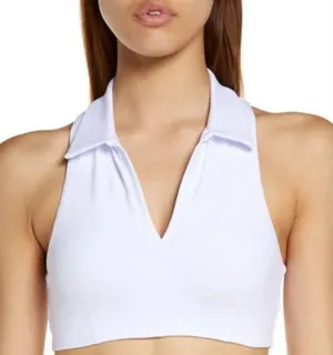 Alo Charmed Collar Bra Tank In White thumbnail 1