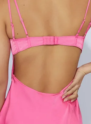 Meshki Joslyn Satin Lace Slip Dress - Bubblegum Pink thumbnail 2