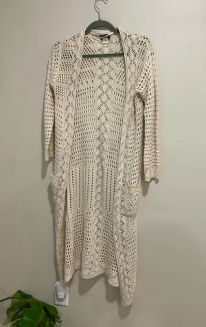 Bohemian small long crochet cardigan thumbnail 3