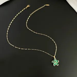 18K Gold Plated Crystal Flower Pendant Necklace for Women,Flower Necklace thumbnail 5