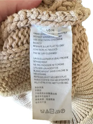 Free People - Sweetheart Mock Neck Chunky Cable Knit Sweater Sand Castle Sz M thumbnail 8