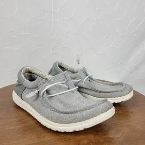 Hey Dude Womens Wally Shoes‎ 7 Sparkling Grey Lace Up Light-Weight Flat Loafers thumbnail 5