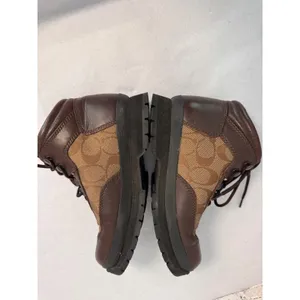 Coach Womens Hannah Brown Leather Signature‎ Monogram Canvas Hiking Ankle Boots thumbnail 5