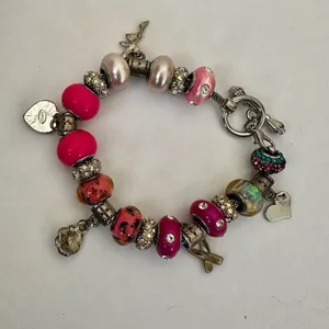 NRQ Avon pink heart tinkerbell rose charm bracelet thumbnail 2