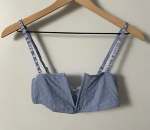 Free People NWT! Intimately The Rain Bra Bralette Blue Swiss Dot thumbnail 1