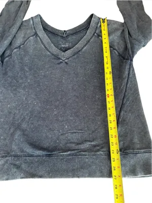 Aerie Downtime V neck Sweatshirt Navy Womens Medium Loungewear Oversize thumbnail 6