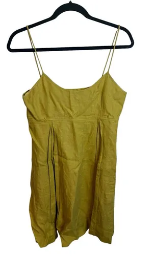 Betsey Johnson Luxe Mustard Yellow Vintage Y2K Babydoll Linen Mini Dress thumbnail 1