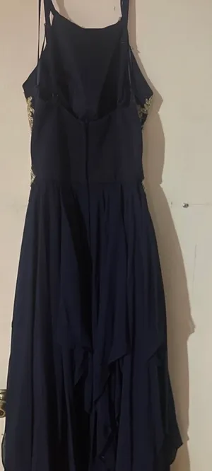 Elegant navy blue prom dress thumbnail 3