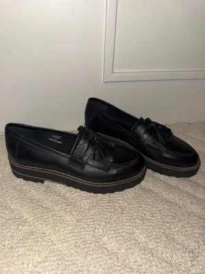 ASOS DESIGN Black Tassel Loafers Chunky Platform Women’s 6 thumbnail 2